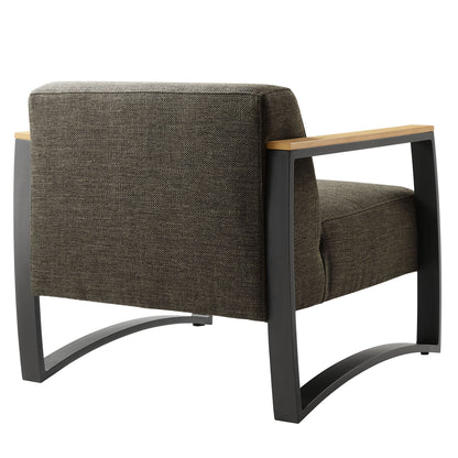 Sauve Outdoor Patio Aluminum and Fabric Armchair by Furniture For America