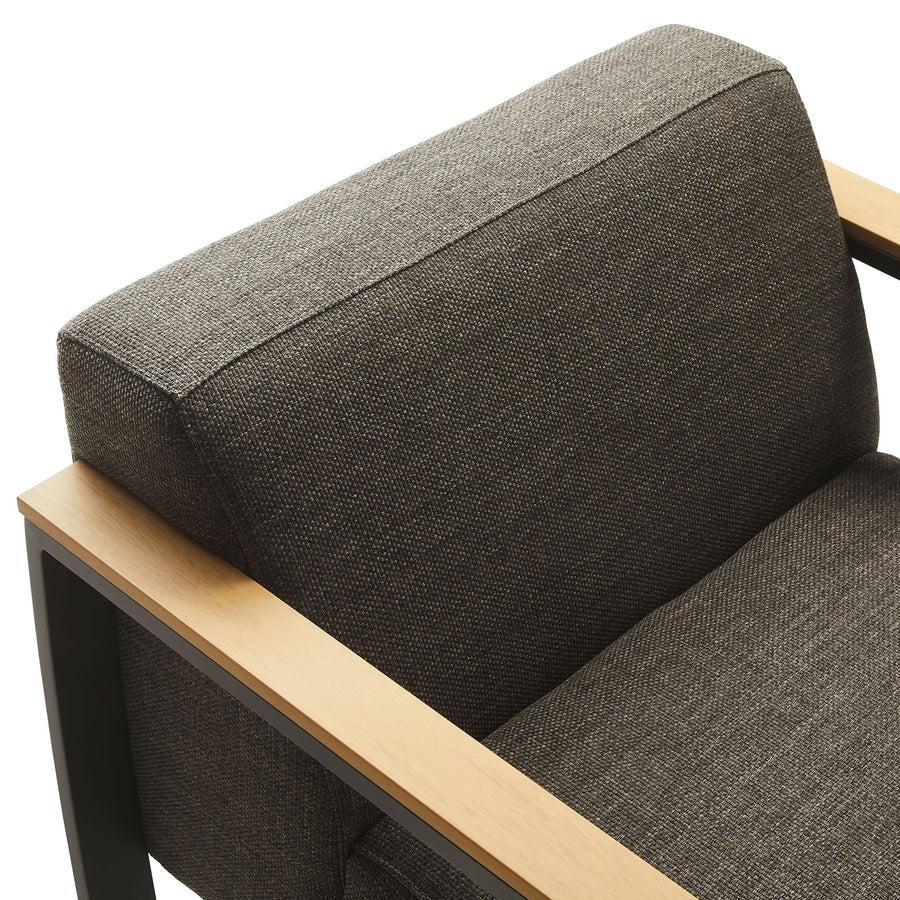 Leenane Outdoor Patio Aluminum and Fabric Armchair in Charcoal Smoke