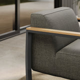 Leenane Outdoor Patio Aluminum and Fabric Armchair in Charcoal Smoke