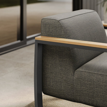 Sauve Outdoor Patio Aluminum and Fabric Armchair by Furniture For America