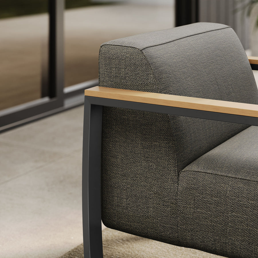 Leenane Outdoor Patio Aluminum and Fabric Armchair in Charcoal Smoke