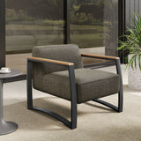 Leenane Outdoor Patio Aluminum and Fabric Armchair in Charcoal Smoke