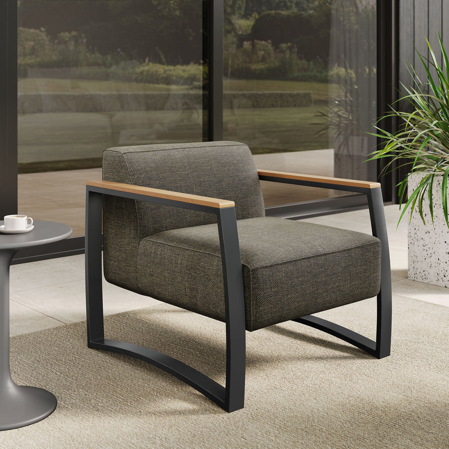 Leenane Outdoor Patio Aluminum and Fabric Armchair in Charcoal Smoke