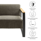 Leenane Outdoor Patio Aluminum and Fabric Armchair in Charcoal Smoke