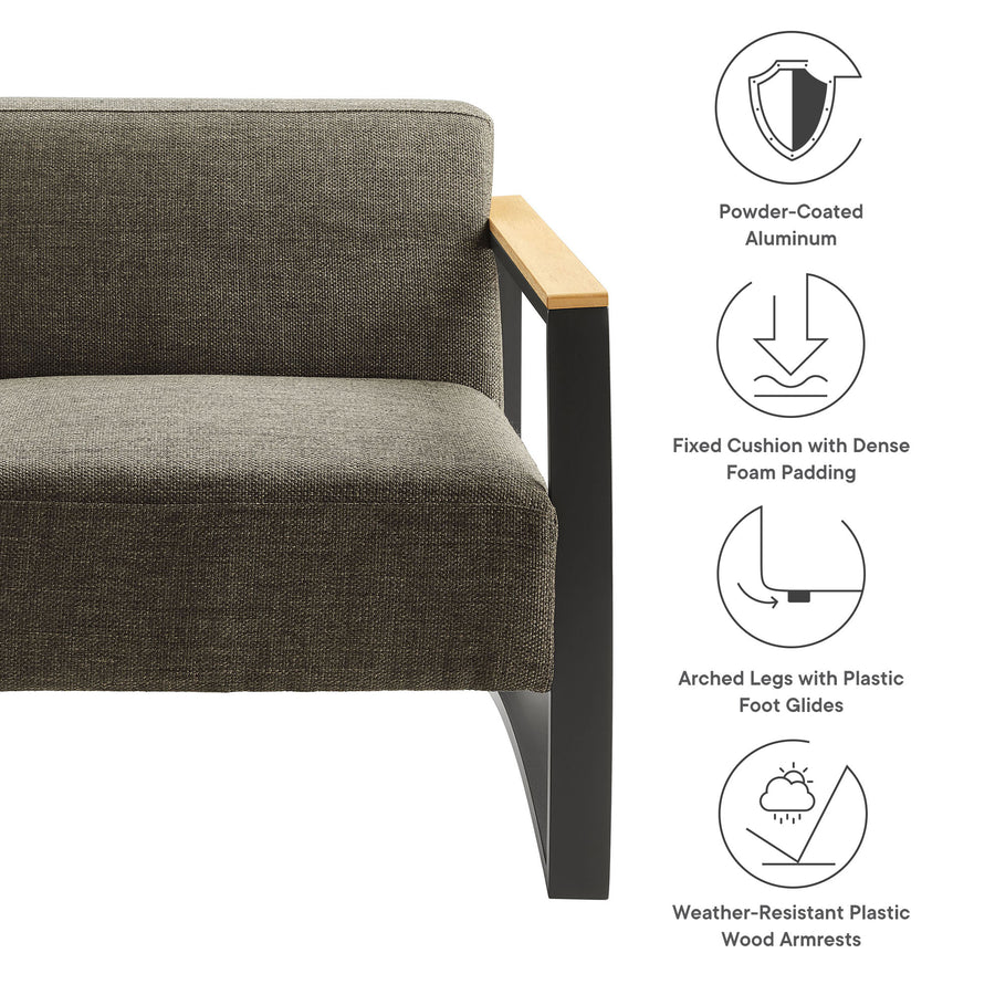 Leenane Outdoor Patio Aluminum and Fabric Armchair in Charcoal Smoke