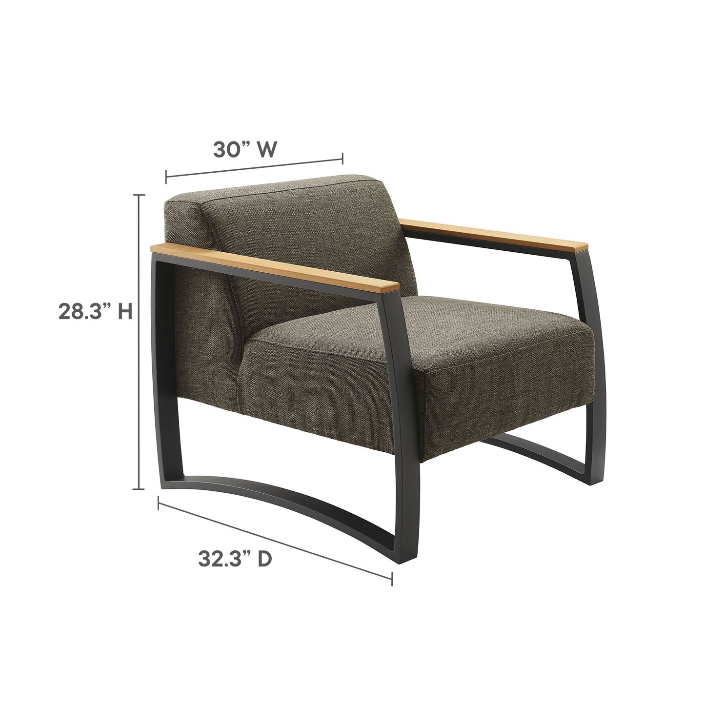 Sauve Outdoor Patio Aluminum and Fabric Armchair by Furniture For America