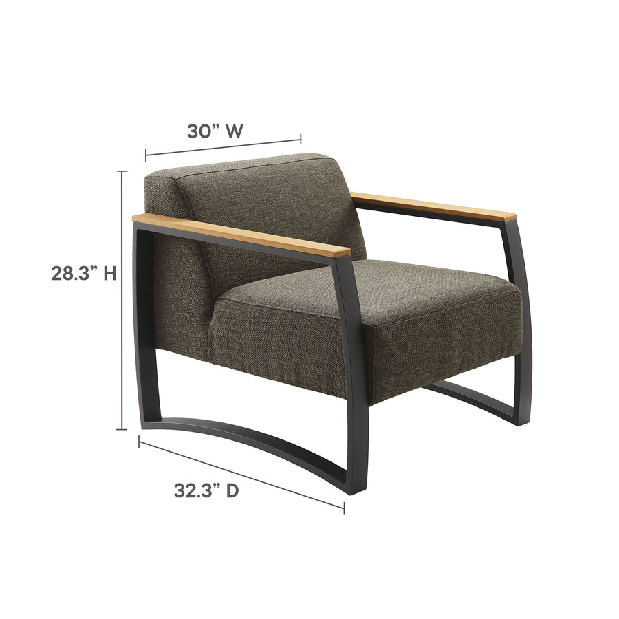 Leenane Outdoor Patio Aluminum and Fabric Armchair in Charcoal Smoke