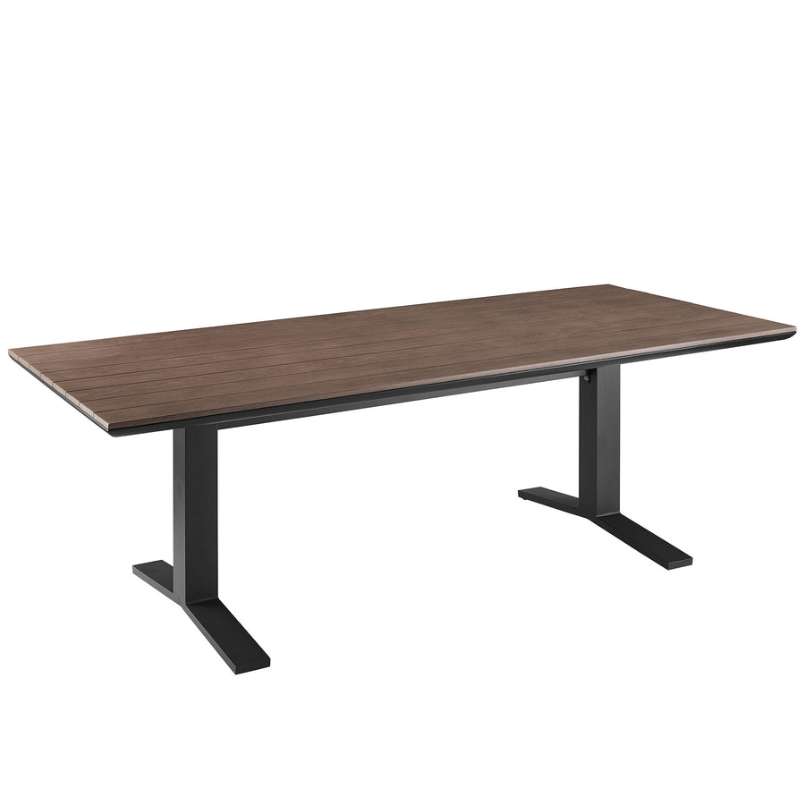 Yolande 91" Outdoor Patio Aluminum Dining Table in Gray Wash Charcoal Gray