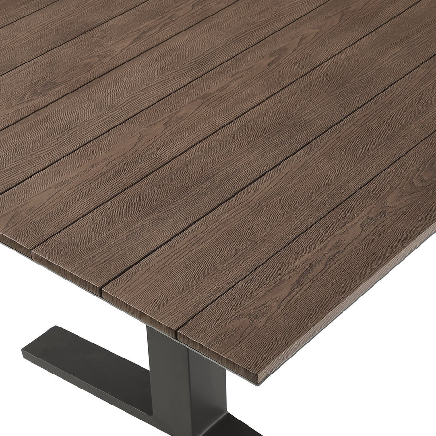 Yolande 91" Outdoor Patio Aluminum Dining Table in Gray Wash Charcoal Gray