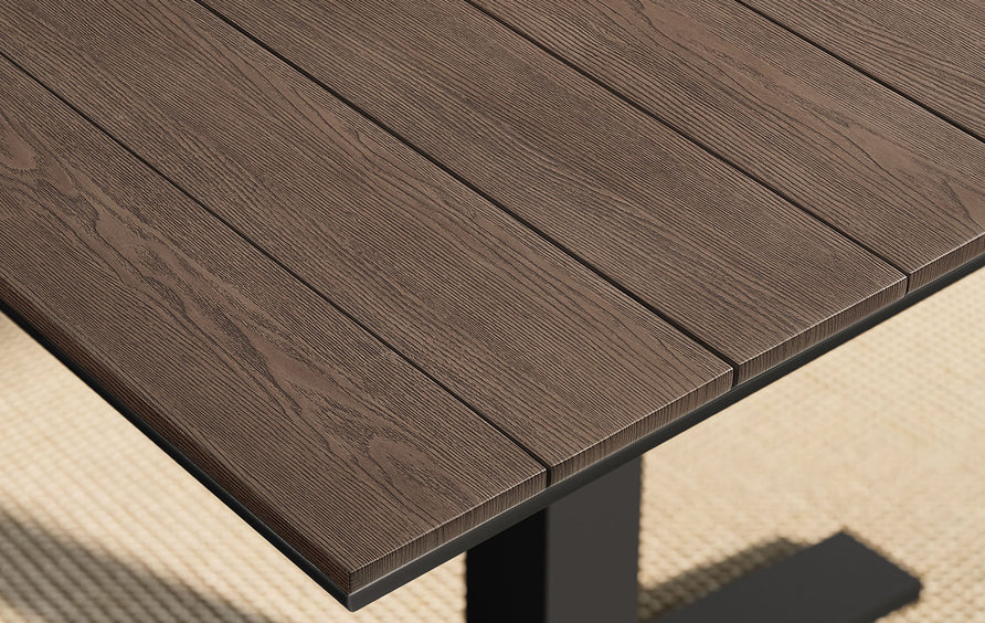 Yolande 91" Outdoor Patio Aluminum Dining Table in Gray Wash Charcoal Gray