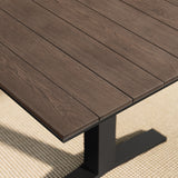Yolande 91" Outdoor Patio Aluminum Dining Table in Gray Wash Charcoal Gray