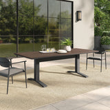Yolande 91" Outdoor Patio Aluminum Dining Table in Gray Wash Charcoal Gray
