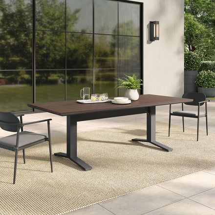 Gavelston 91" Outdoor Patio Aluminum Dining Table in Gray Wash Charcoal Gray