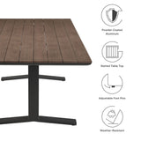 Yolande 91" Outdoor Patio Aluminum Dining Table in Gray Wash Charcoal Gray