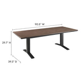 Yolande 91" Outdoor Patio Aluminum Dining Table in Gray Wash Charcoal Gray