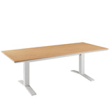 Yolande 91" Outdoor Patio Aluminum Dining Table in Natural White