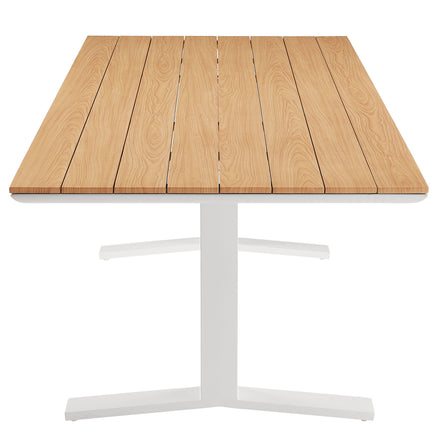 Gavelston 91" Outdoor Patio Aluminum Dining Table in Natural White