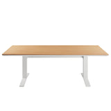 Yolande 91" Outdoor Patio Aluminum Dining Table in Natural White