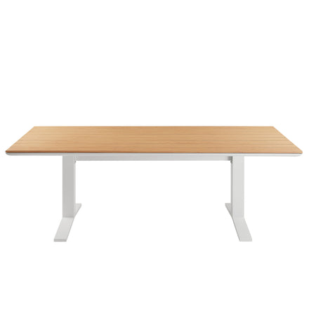Gavelston 91" Outdoor Patio Aluminum Dining Table in Natural White