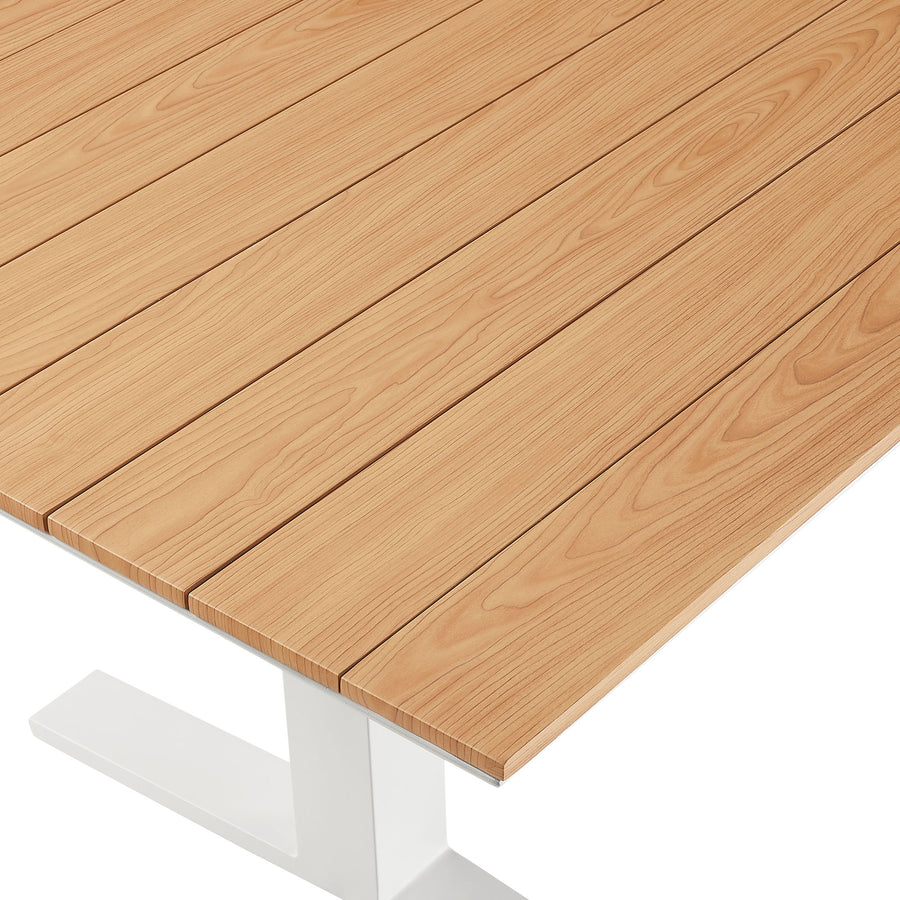 Yolande 91" Outdoor Patio Aluminum Dining Table in Natural White
