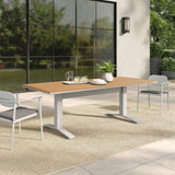Yolande 91" Outdoor Patio Aluminum Dining Table in Natural White