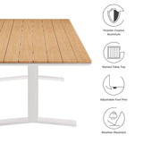 Yolande 91" Outdoor Patio Aluminum Dining Table in Natural White