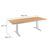 Yolande 91" Outdoor Patio Aluminum Dining Table in Natural White