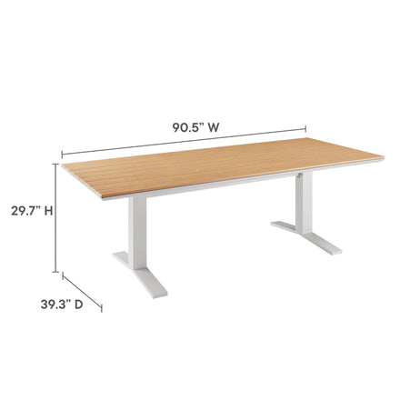 Gavelston 91" Outdoor Patio Aluminum Dining Table in Natural White