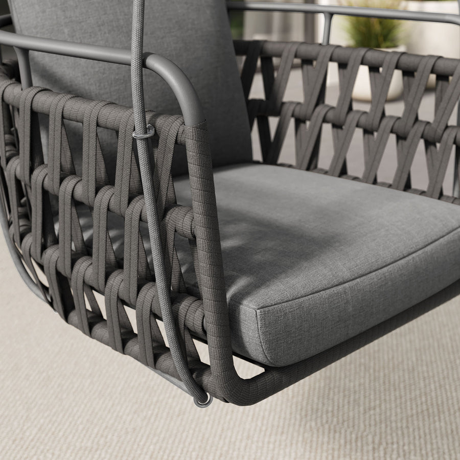 Ubeda Outdoor Patio Aluminum Swing Chair in Charcoal Charcoal
