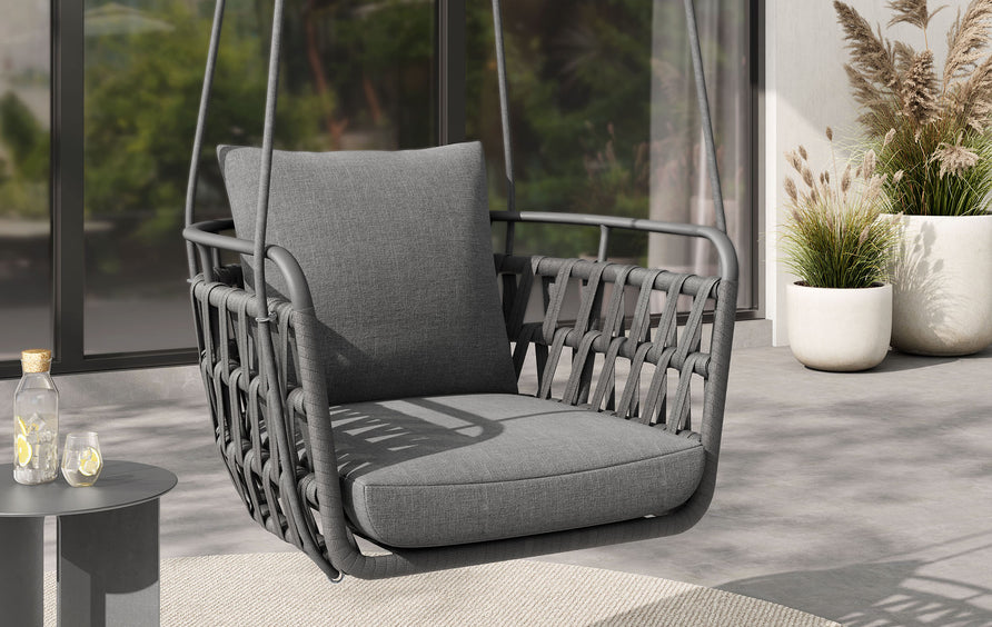 Ubeda Outdoor Patio Aluminum Swing Chair in Charcoal Charcoal