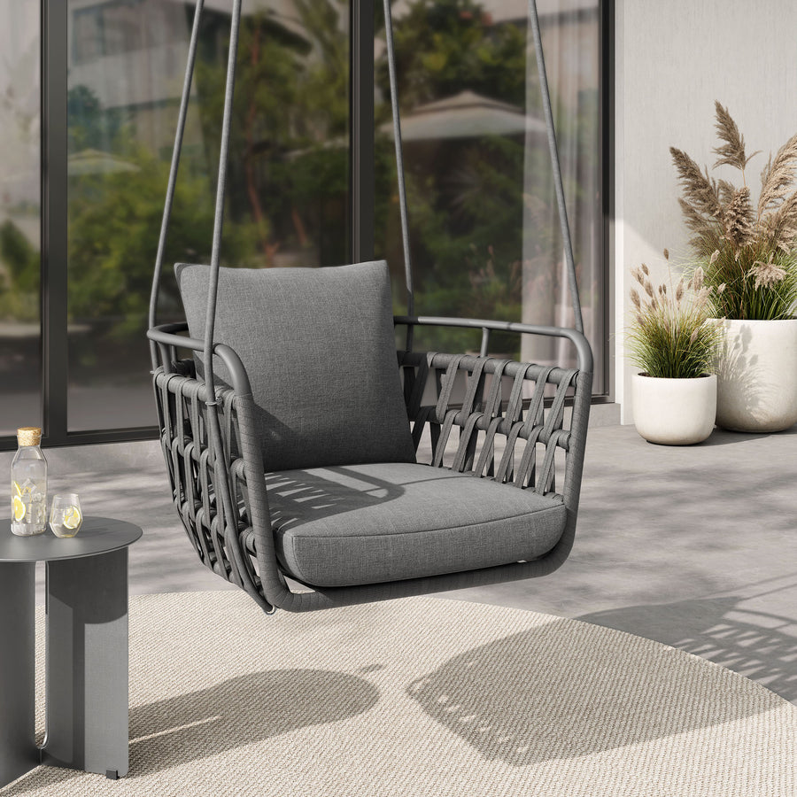 Ubeda Outdoor Patio Aluminum Swing Chair in Charcoal Charcoal