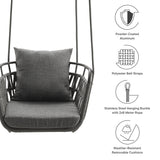 Ubeda Outdoor Patio Aluminum Swing Chair in Charcoal Charcoal
