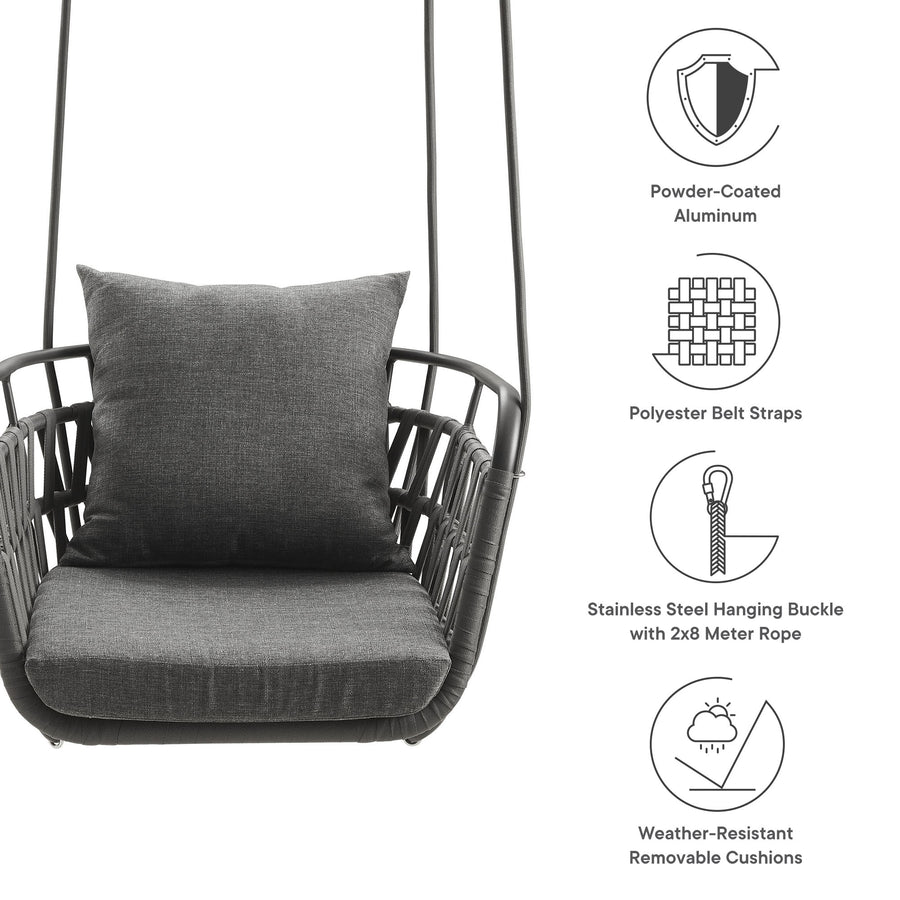 Ubeda Outdoor Patio Aluminum Swing Chair in Charcoal Charcoal