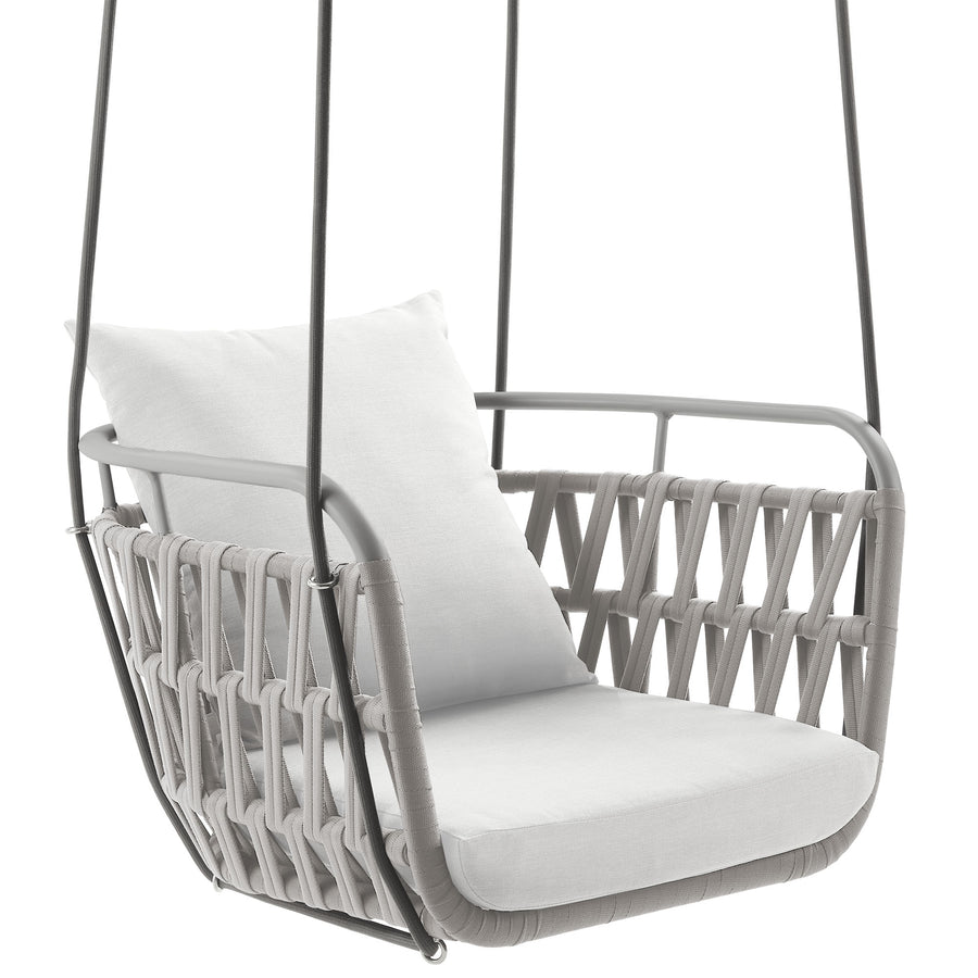 Ubeda Outdoor Patio Aluminum Swing Chair in Light Gray White