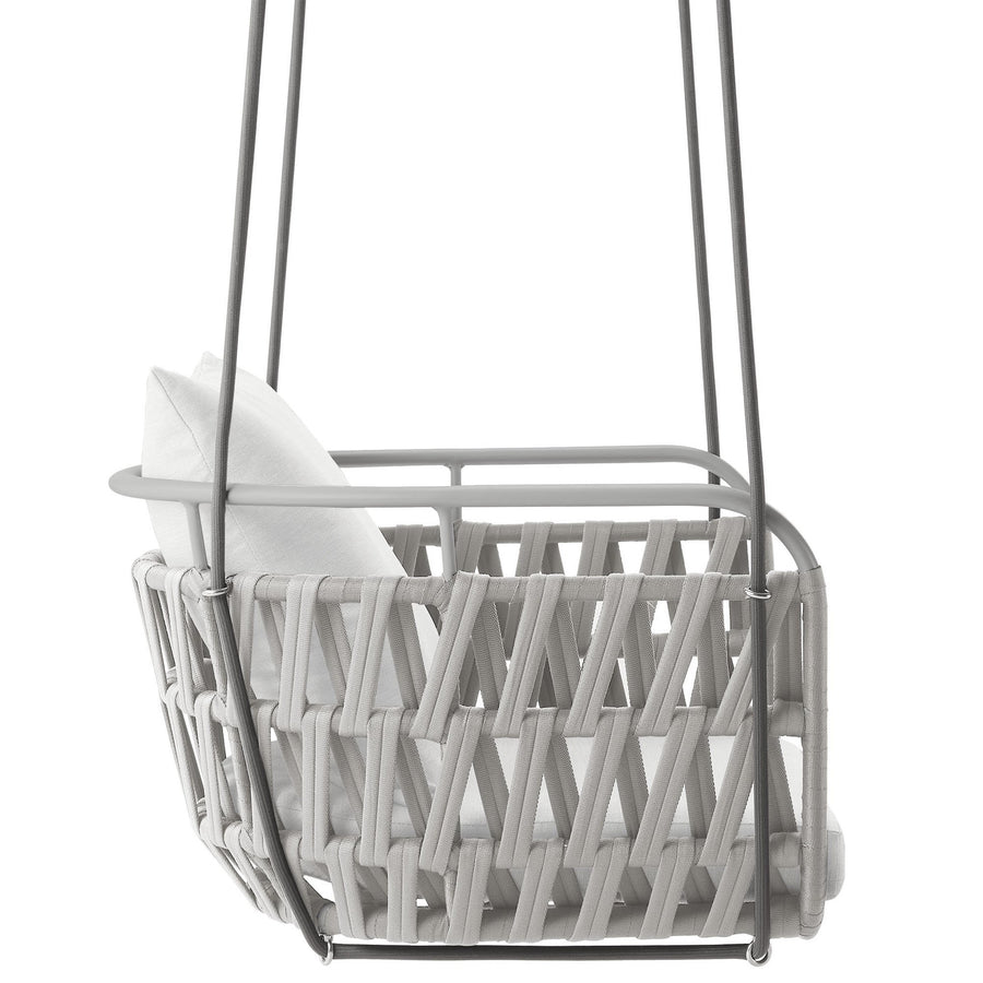 Ubeda Outdoor Patio Aluminum Swing Chair in Light Gray White