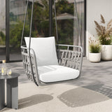 Ubeda Outdoor Patio Aluminum Swing Chair in Light Gray White