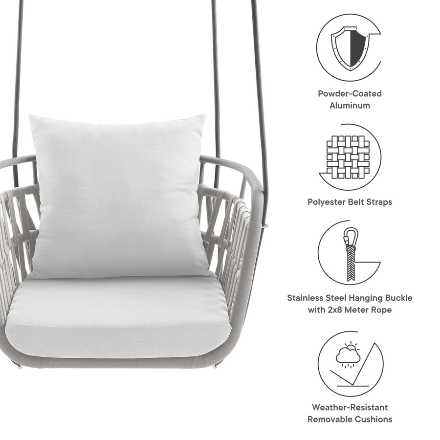 Ubeda Outdoor Patio Aluminum Swing Chair in Light Gray White