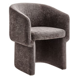 Halle Barrel Back Chenille Dining Armchair in Chocolate Brown