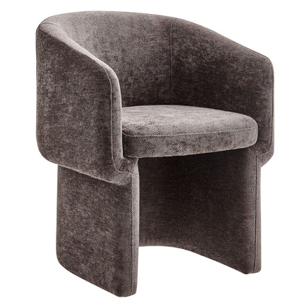 Verity Barrel Back Chenille Dining Armchair in Chocolate Brown