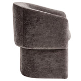 Halle Barrel Back Chenille Dining Armchair in Chocolate Brown
