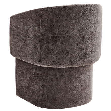 Verity Barrel Back Chenille Dining Armchair in Chocolate Brown