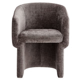 Halle Barrel Back Chenille Dining Armchair in Chocolate Brown