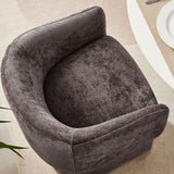 Halle Barrel Back Chenille Dining Armchair in Chocolate Brown
