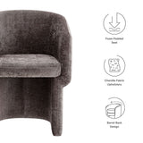 Halle Barrel Back Chenille Dining Armchair in Chocolate Brown