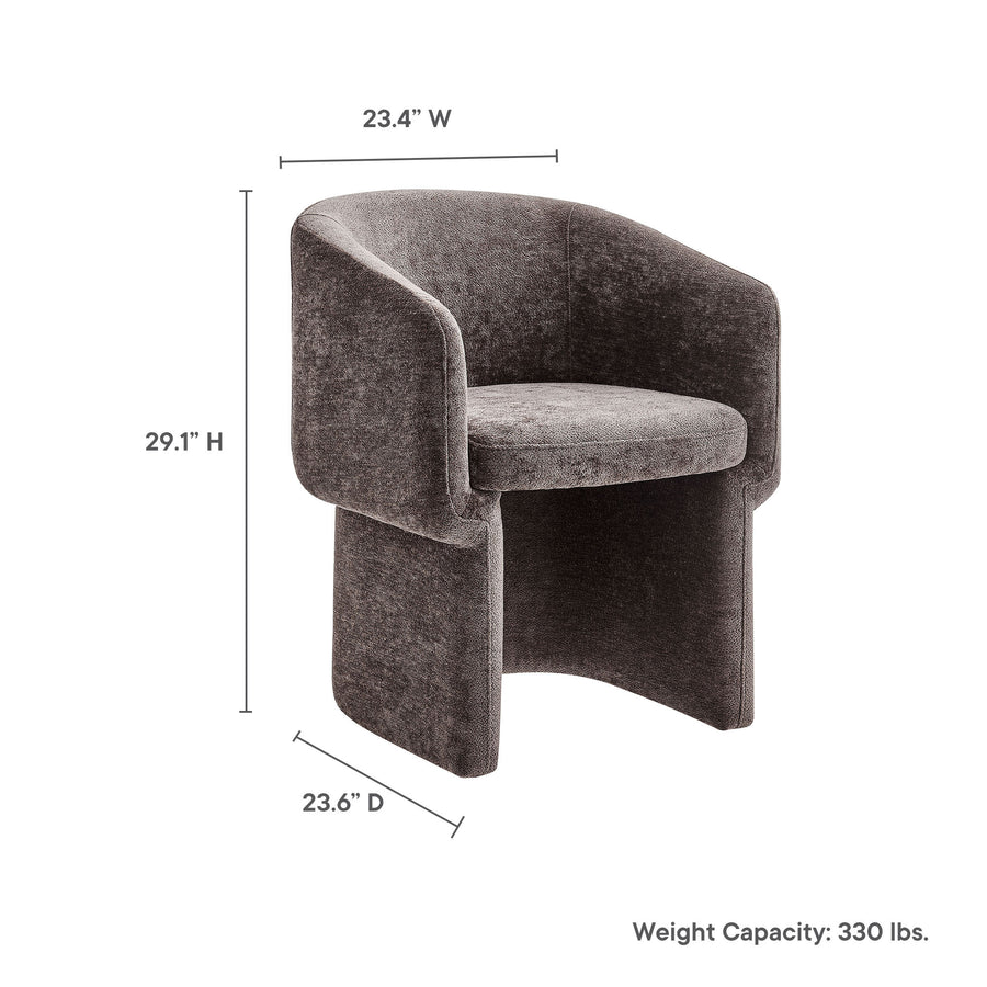 Halle Barrel Back Chenille Dining Armchair in Chocolate Brown