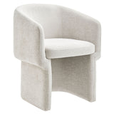 Halle Barrel Back Chenille Dining Armchair in Ivory