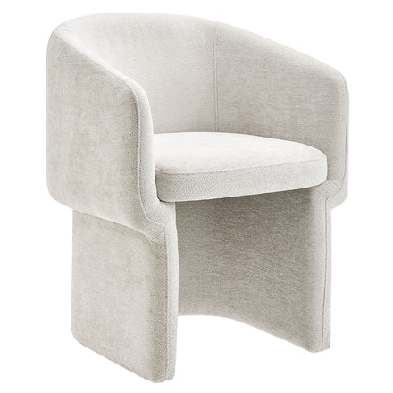 Verity Barrel Back Chenille Dining Armchair in Ivory