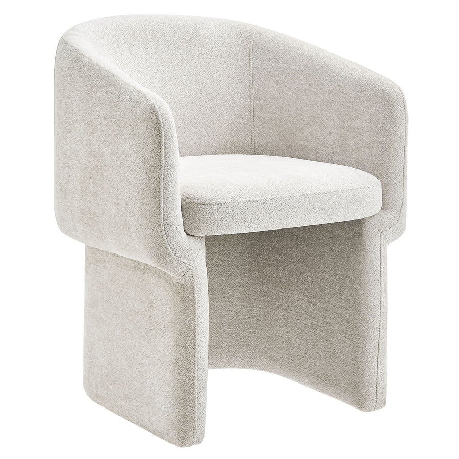 Halle Barrel Back Chenille Dining Armchair in Ivory