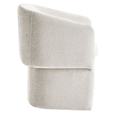 Halle Barrel Back Chenille Dining Armchair in Ivory