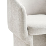 Halle Barrel Back Chenille Dining Armchair in Ivory